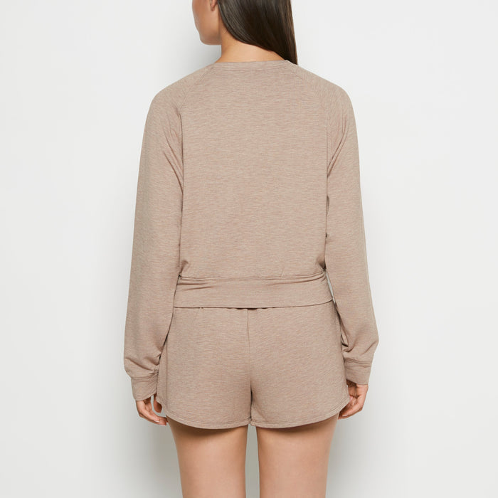 French Terry Crew Neck Sleep Top in Leafless Tree Heather