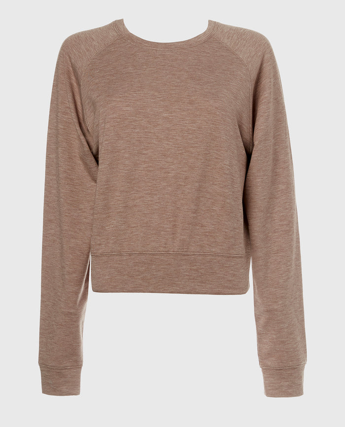 French Terry Crew Neck Sleep Top in Leafless Tree Heather