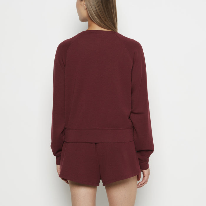 French Terry Crew Neck Sleep Top in Russian Ruby Heather