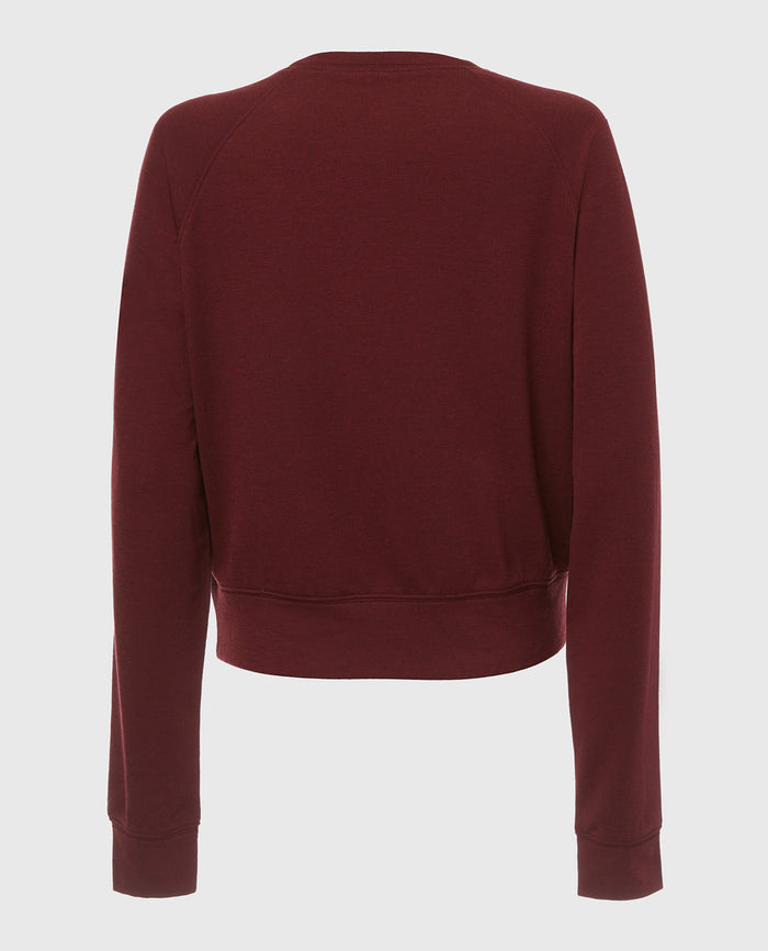 French Terry Crew Neck Sleep Top in Russian Ruby Heather