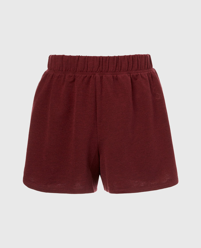 French Terry Sleep Short in Russian Ruby Heather