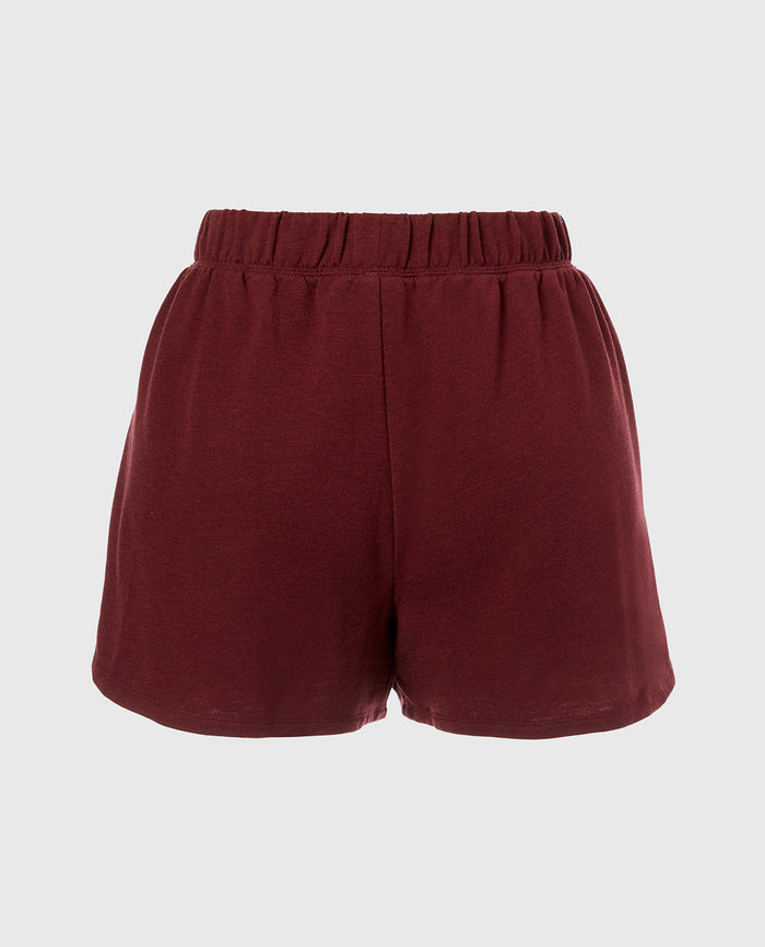 French Terry Sleep Short in Russian Ruby Heather
