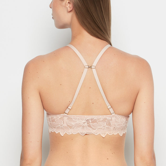 Front Close Push Up Bra with Reverie Lace in Cameo Rose