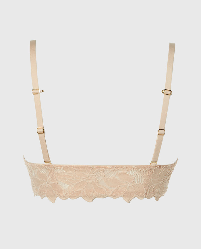 Front Close Push Up Bra with Reverie Lace in Cameo Rose