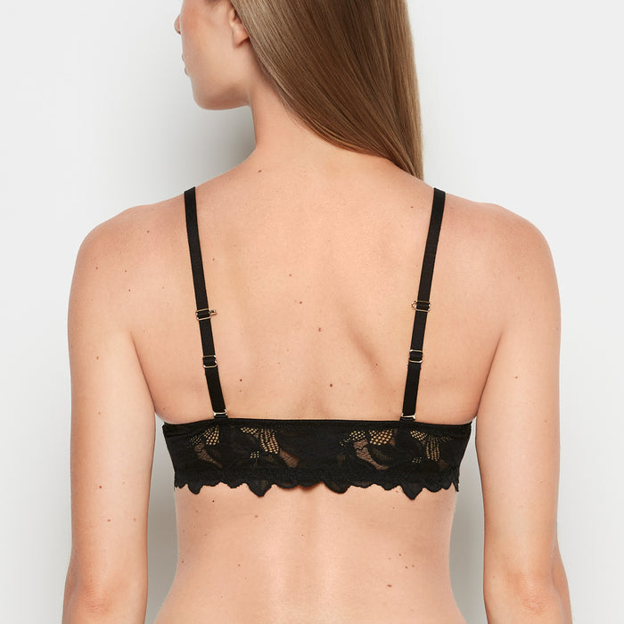 Front Close Push Up Bra with Reverie Lace in Tuxedo Black