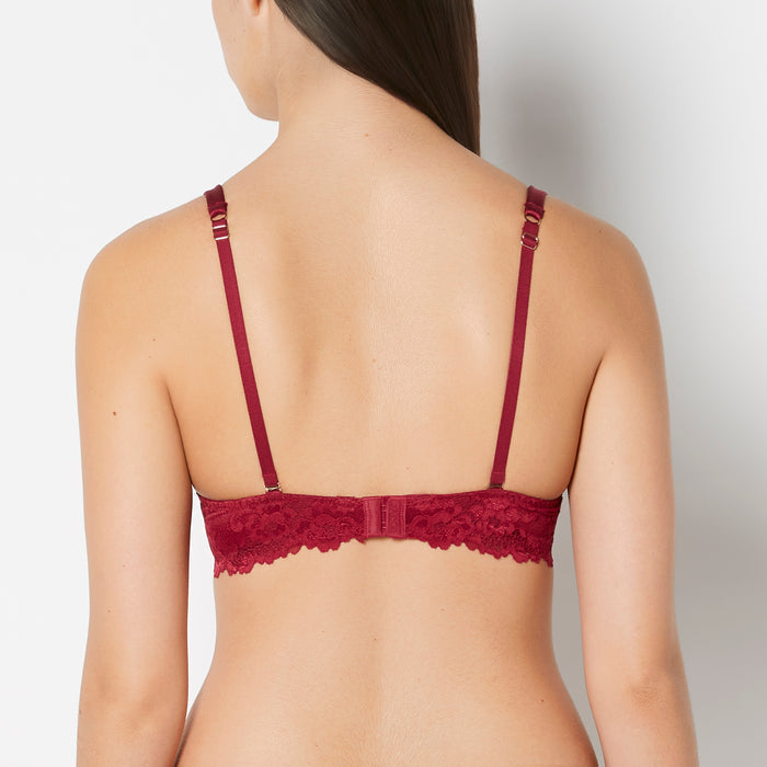 Full Coverage Lightly Lined Bra With Romantic Lace in Plum Rose