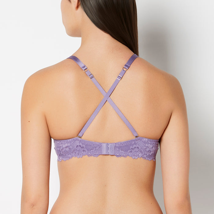 Full Coverage Lightly Lined Bra With Romantic Lace Wing in Purple Haze