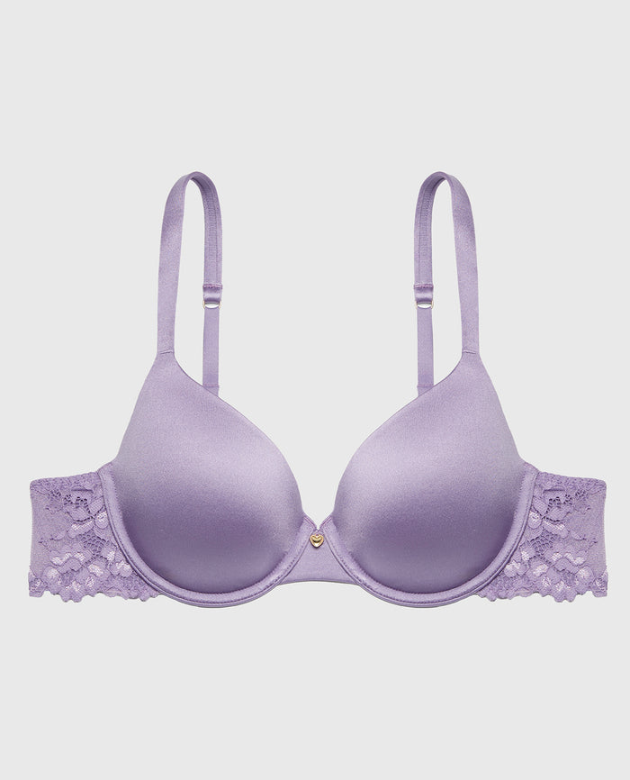 Full Coverage Lightly Lined Bra With Romantic Lace Wing in Purple Haze