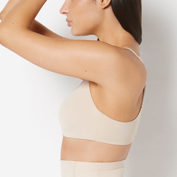 Full Coverage Wireless Push Up Bra in Rosetan