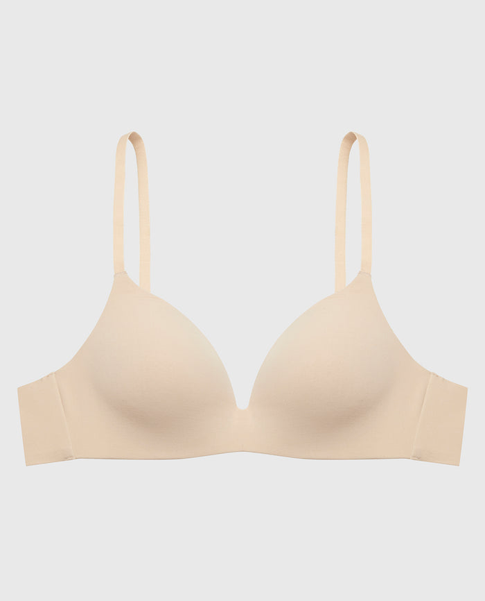 Full Coverage Wireless Push Up Bra in Rosetan