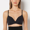 Full Coverage Wireless Push Up Bra in Tuxedo Black