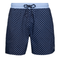 Maltese Blue G Squared Torch Swim Short - Diamond Print Front View, Contrast Waistband | Greyson Clothiers