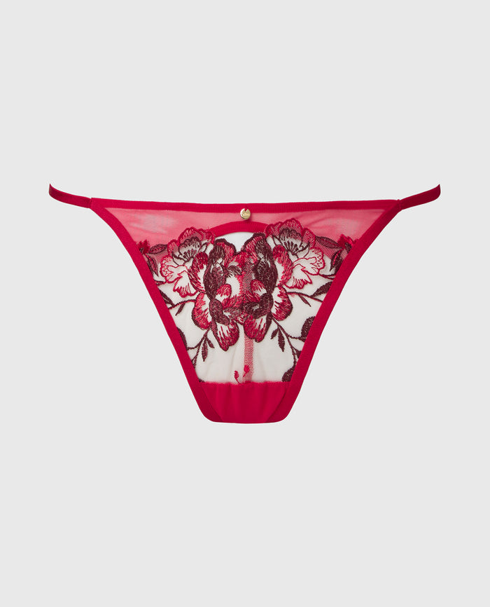 G-String Panty in Evening Blush with Crimson and Russian Ruby