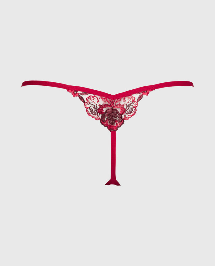 G-String Panty in Evening Blush with Crimson and Russian Ruby