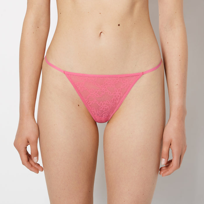 G-String Panty in Ultra Lace in Pink Flambe
