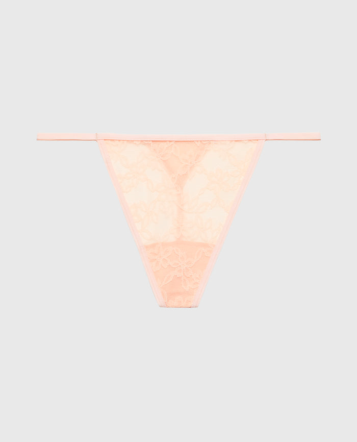 G-String Panty in Ultra Lace in Tropical Peach