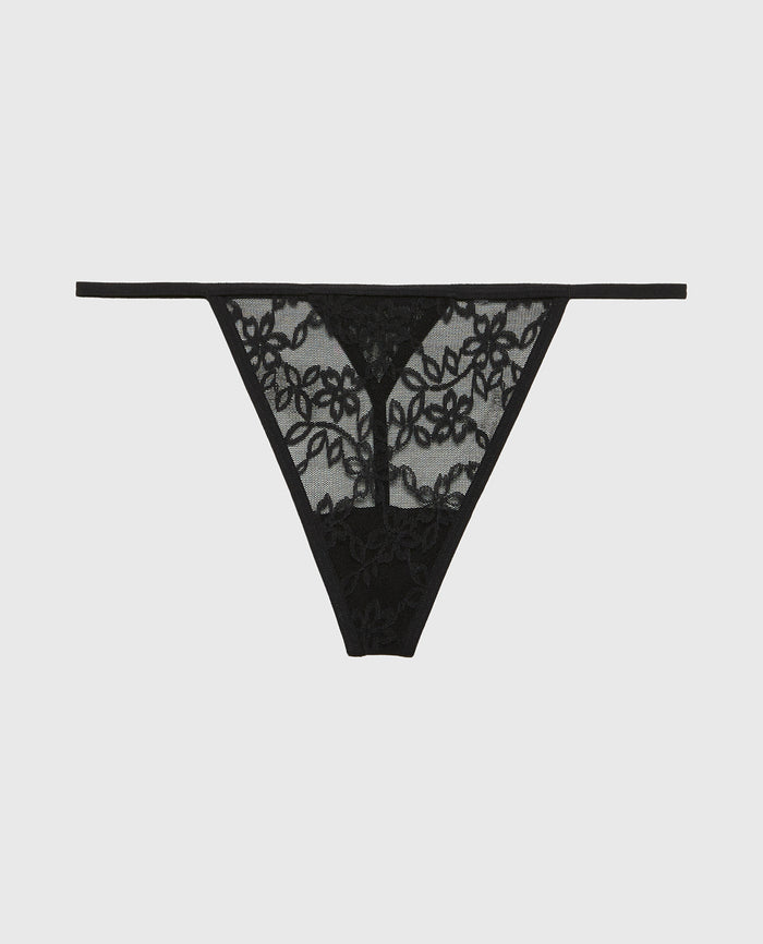 G-String Panty in Ultra Lace in Tuxedo Black