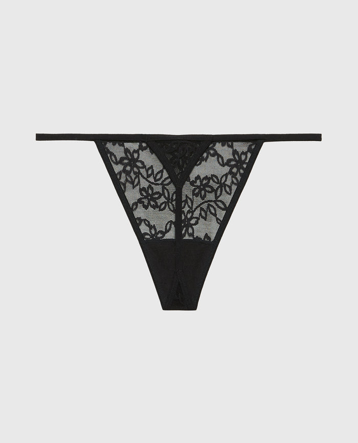 G-String Panty in Ultra Lace in Tuxedo Black