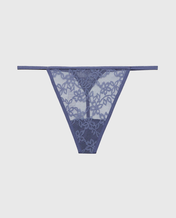 G-String Panty in Ultra Lace in Vintage Indigo