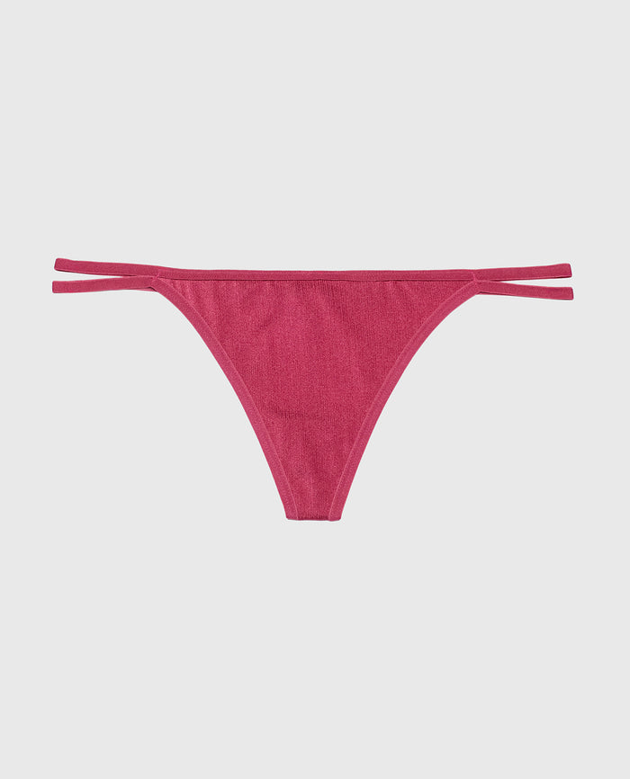 G-String Panty with Bamboo Ring in Electric Rouge