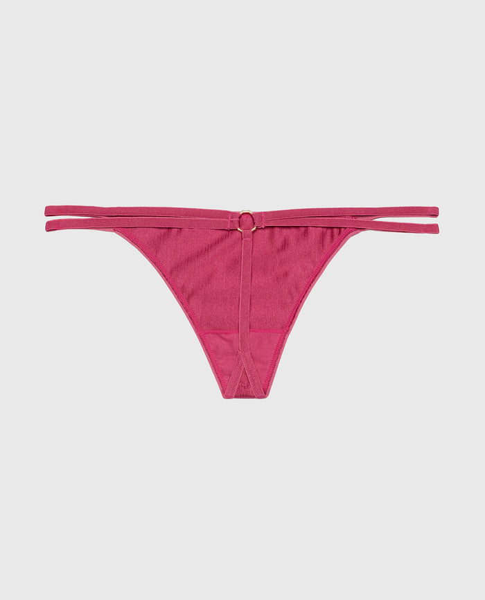 G-String Panty with Bamboo Ring in Electric Rouge