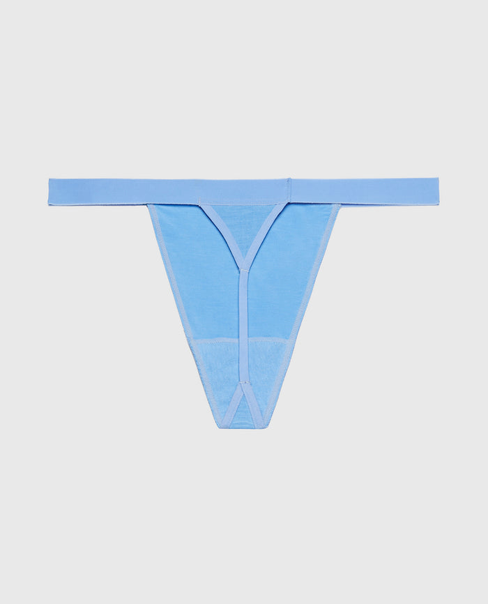 G-String Panty With Vanishing Trim in Azure Blue