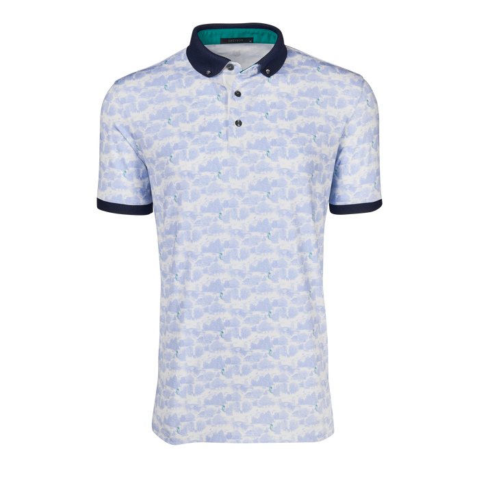 Arctic Garden of Thieves Short Sleeve Golf Polo - Front View, Augusta-Inspired Print | Greyson Clothiers