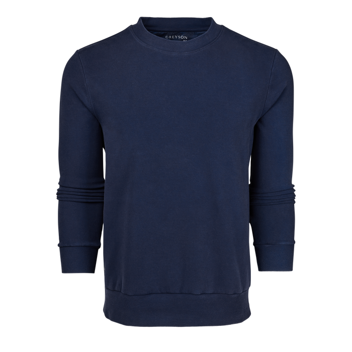 Maltese Blue Garment Dyed Sequoia Crewneck - Front View | Greyson Clothiers