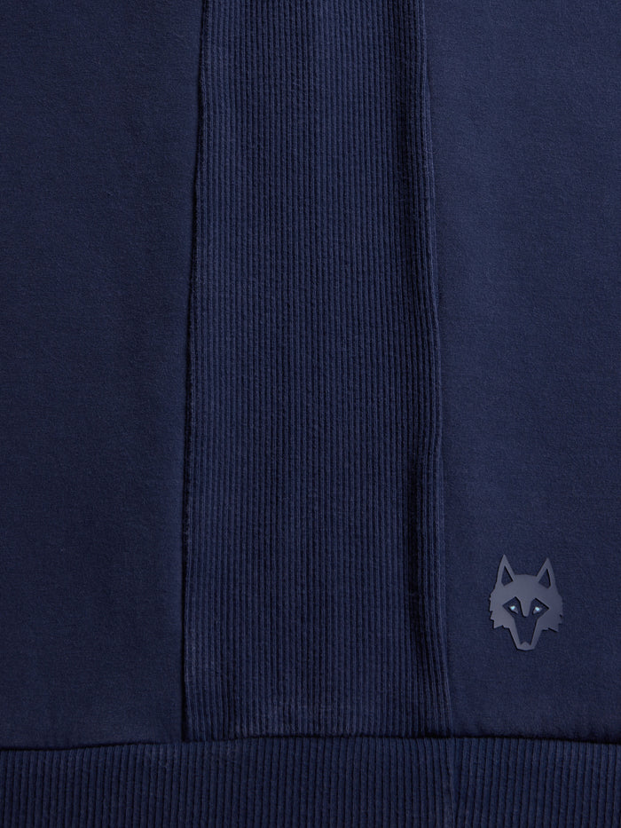 Sequoia Crewneck Ribbed Side Panel & Wolf Logo Detail in Maltese Blue | Greyson Clothiers