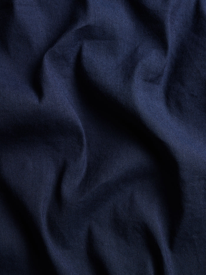 Gaston Camp Shirt Maltese Blue - Linen Blend Fabric Texture Detail, Fluid Drape | Greyson Clothiers