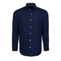 Maltese Blue Linen Blend Gaston Dress Shirt - Front View, Cutaway Collar, Contrast Buttons | Greyson Clothiers