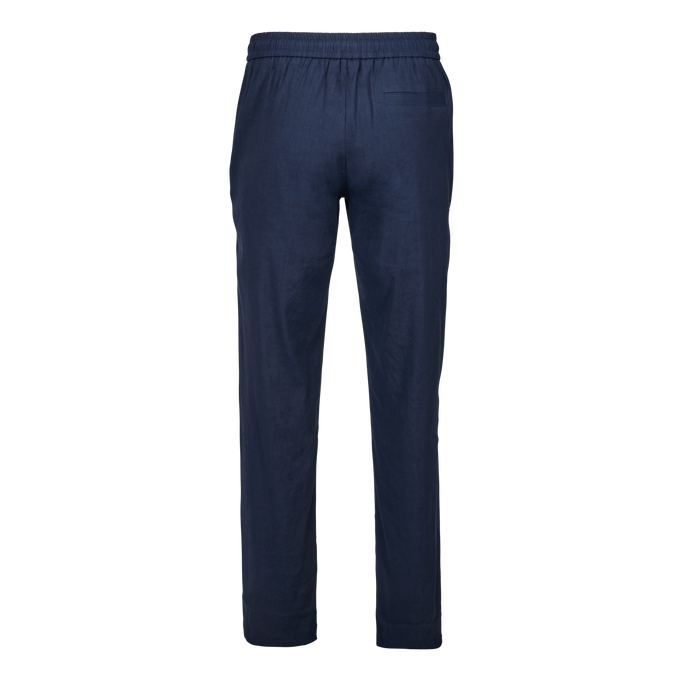 Maltese Blue Greyson Gaston Linen Drawstring Pant - Back View, Elasticated Waist & Welt Pocket | Greyson Clothiers
