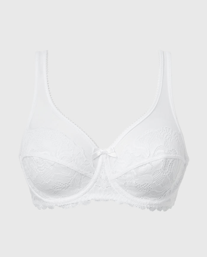 Generous Essential Lace Full Cup Bra in White