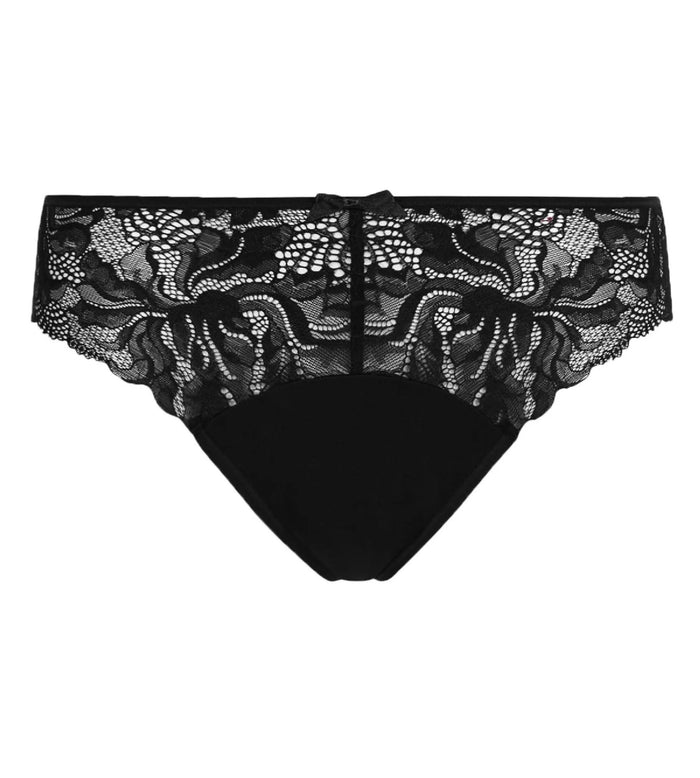 Generous Essential Microfiber and Lace Briefs in Tuxedo Black