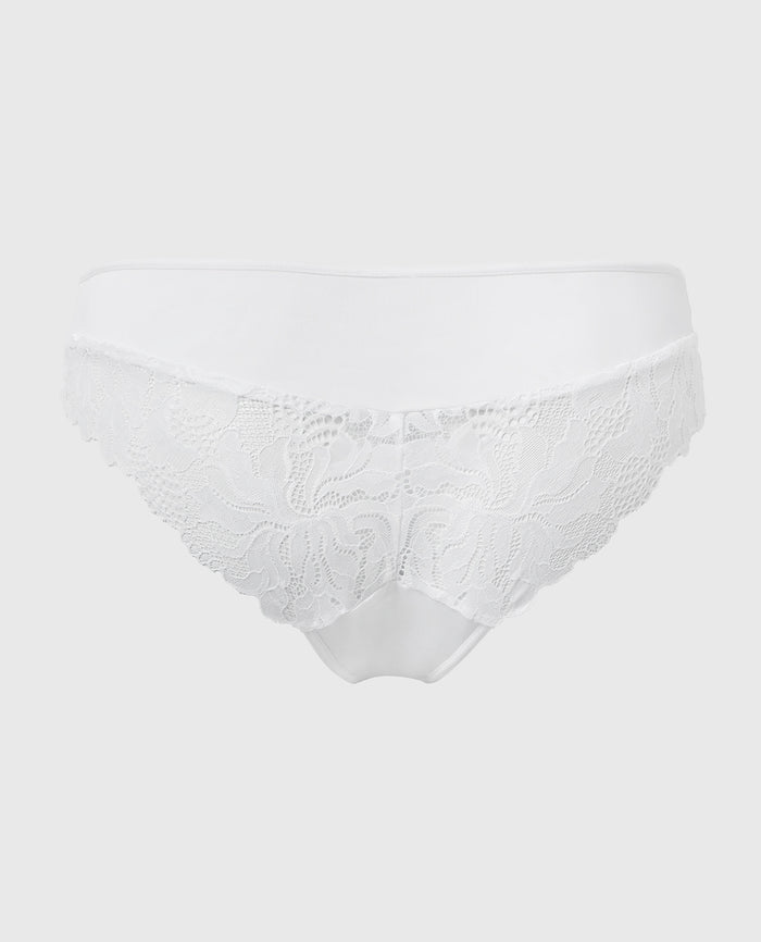 Generous Essential Microfiber and Lace Briefs in White