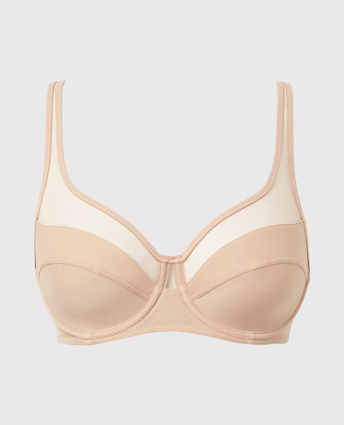 Generous Full Coverage Underwire Push-Up Bra in Rosetan