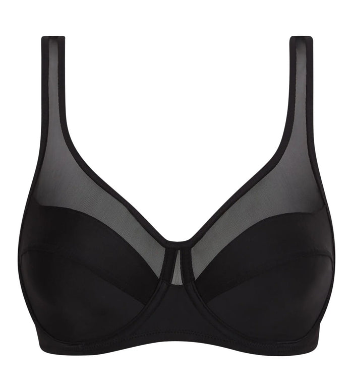 Generous Full Coverage Underwire Push-Up Bra in Tuxedo Black