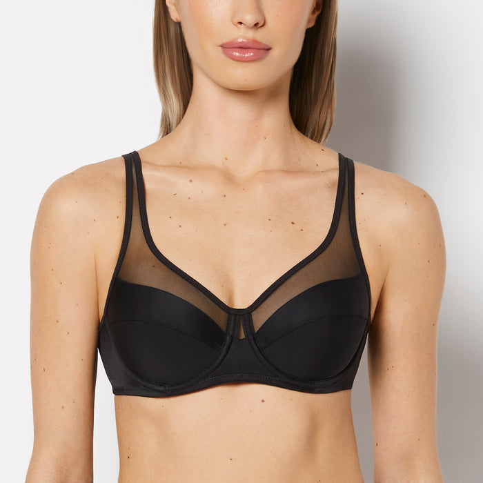 Generous Full Coverage Underwire Push-Up Bra in Tuxedo Black