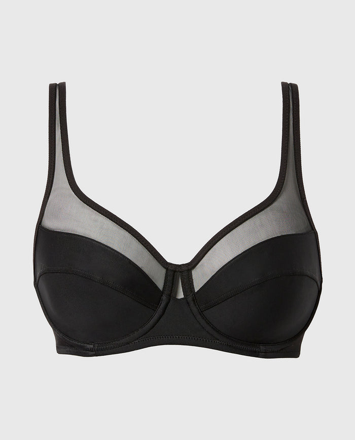 Generous Full Coverage Underwire Push-Up Bra in Tuxedo Black