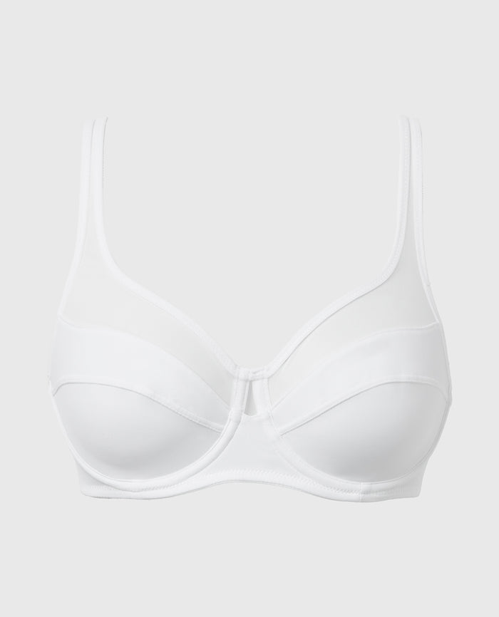 Generous Full Coverage Underwire Push-Up Bra in White
