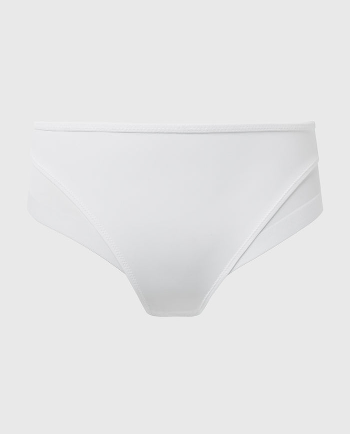 Generous Microfiber and Tulle Briefs in White