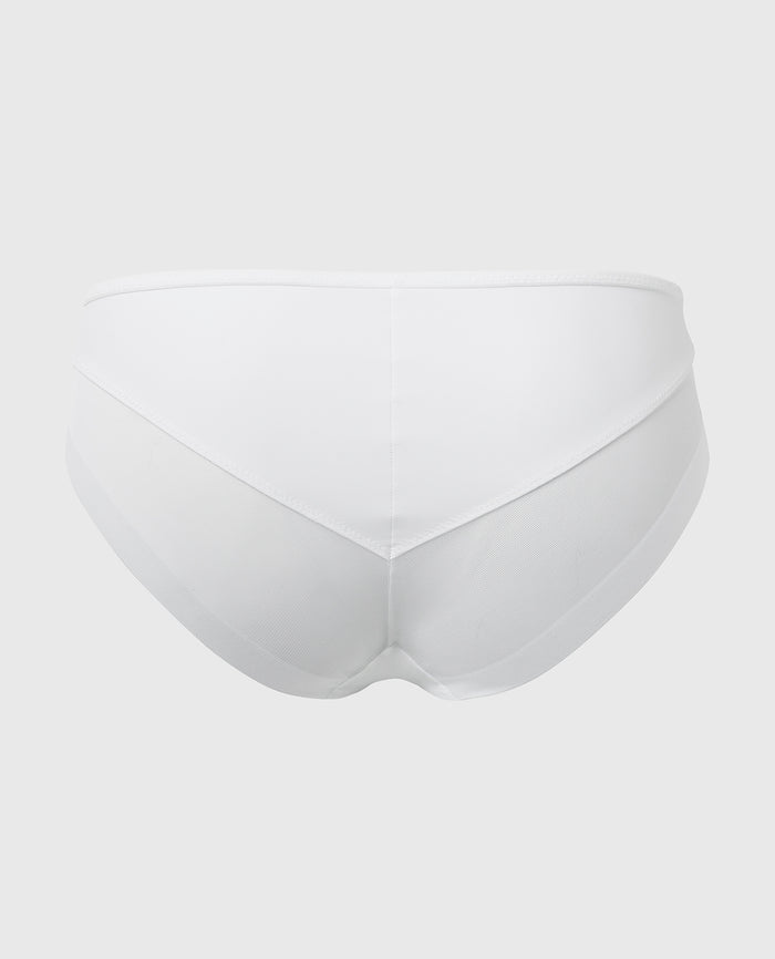 Generous Microfiber and Tulle Briefs in White
