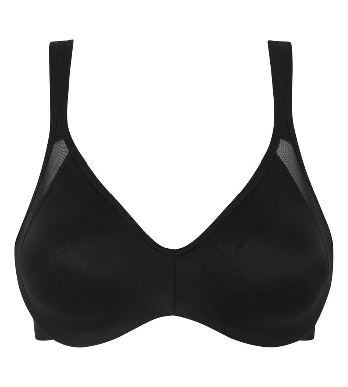 Generous Underwire Minimizer Bra in Tuxedo Black