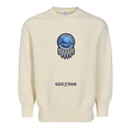 Bone Cotton Ghost on the Shore Limited Edition Crewneck - Front Flat, Feather Motif Patch Detail | Greyson Clothiers