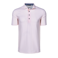 Pink Sky Ghost Thistle Short Sleeve Performance Polo - Front View, Four-Button Placket | Greyson Clothiers