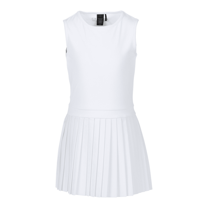 Arctic Girl's Leo Dress - Pleated Skirt Front View, Sleeveless Performance Dress | Greyson Clothiers