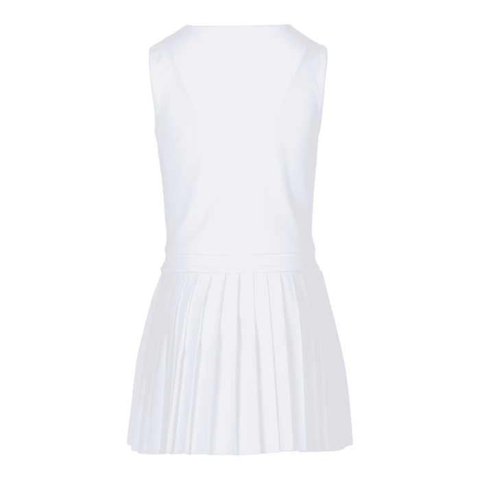 Arctic Girl's Leo Dress - Back View, Pleated Skirt with Wolf Logo at Neck | Greyson Clothiers