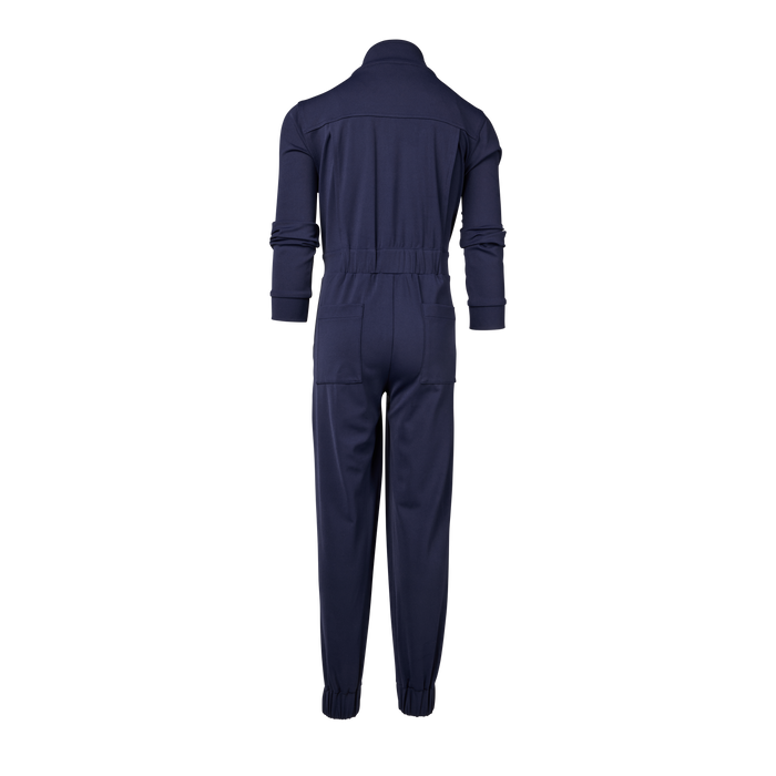Maltese Blue Girl's Phoenix Jumpsuit Back View, Elastic Waist & Jogger Cuffs | Greyson Clothiers
