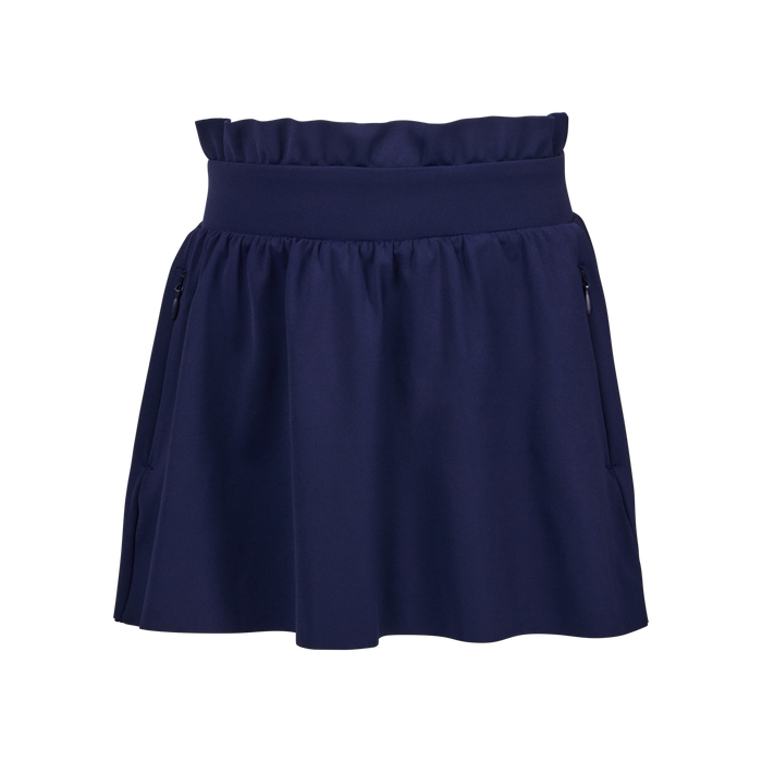 Maltese Blue Girl's Phoenix Performance Skirt with Built-In Shortie & Zip Pockets - Front View | Greyson Clothiers