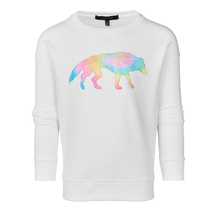 Arctic Girls Rainbow Wolf Patch Crewneck Sweatshirt - Front View | Greyson Clothiers
